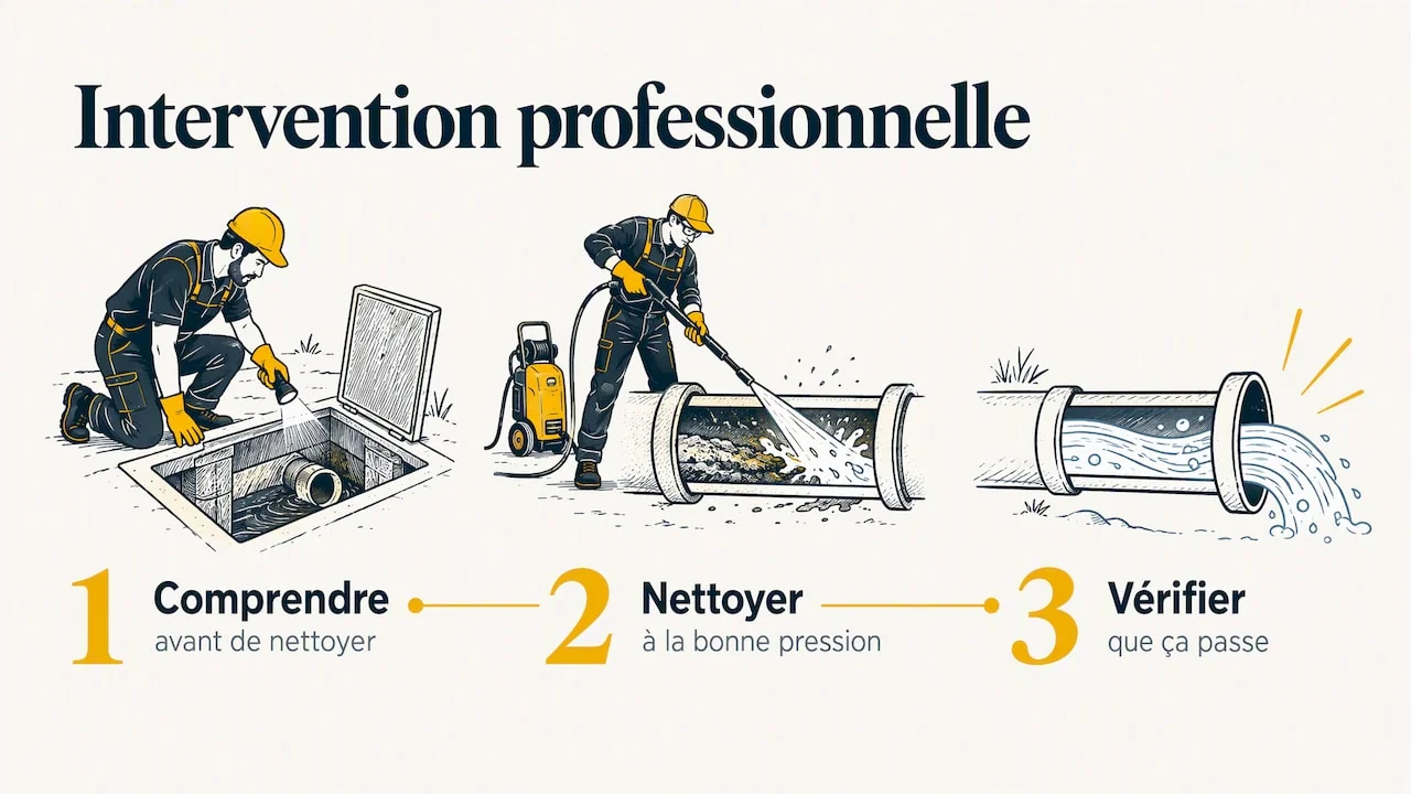 Étapes d’une intervention professionnelle de débouchage