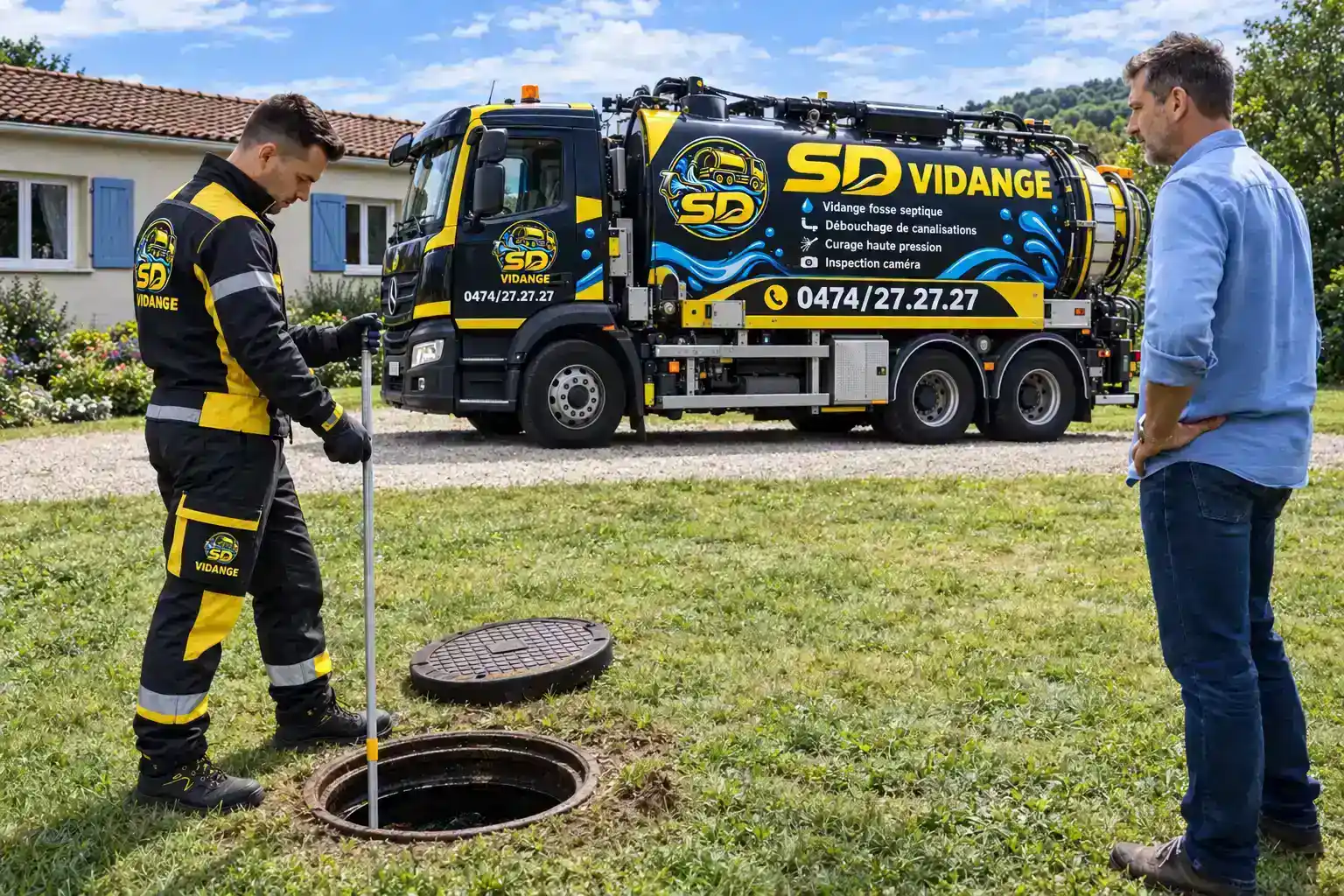 Camion SD Vidange pour la vidange de fosse septique  en Belgique