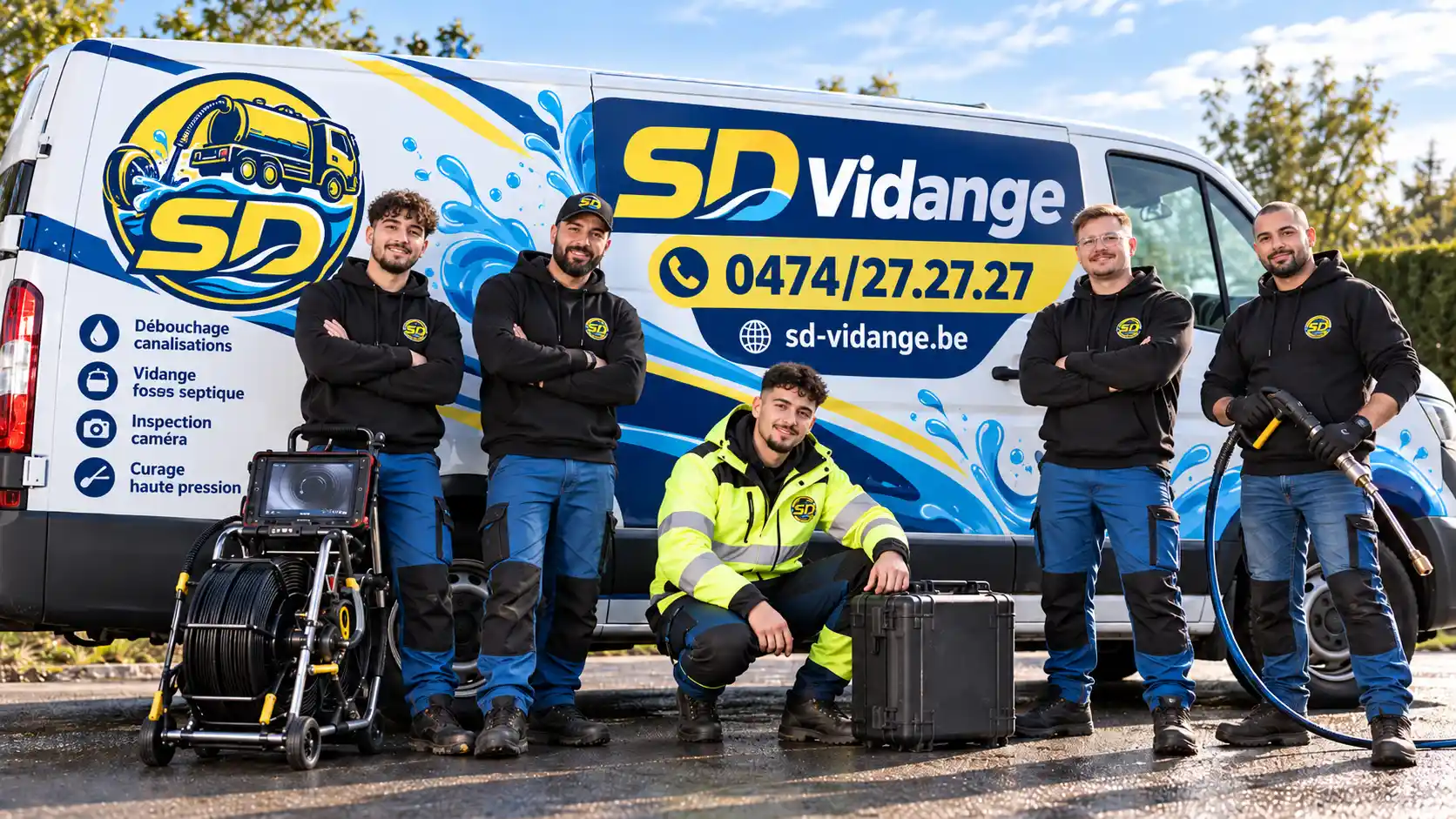 Techniciens en débouchage à Laeken et inspection caméra de canalisation
